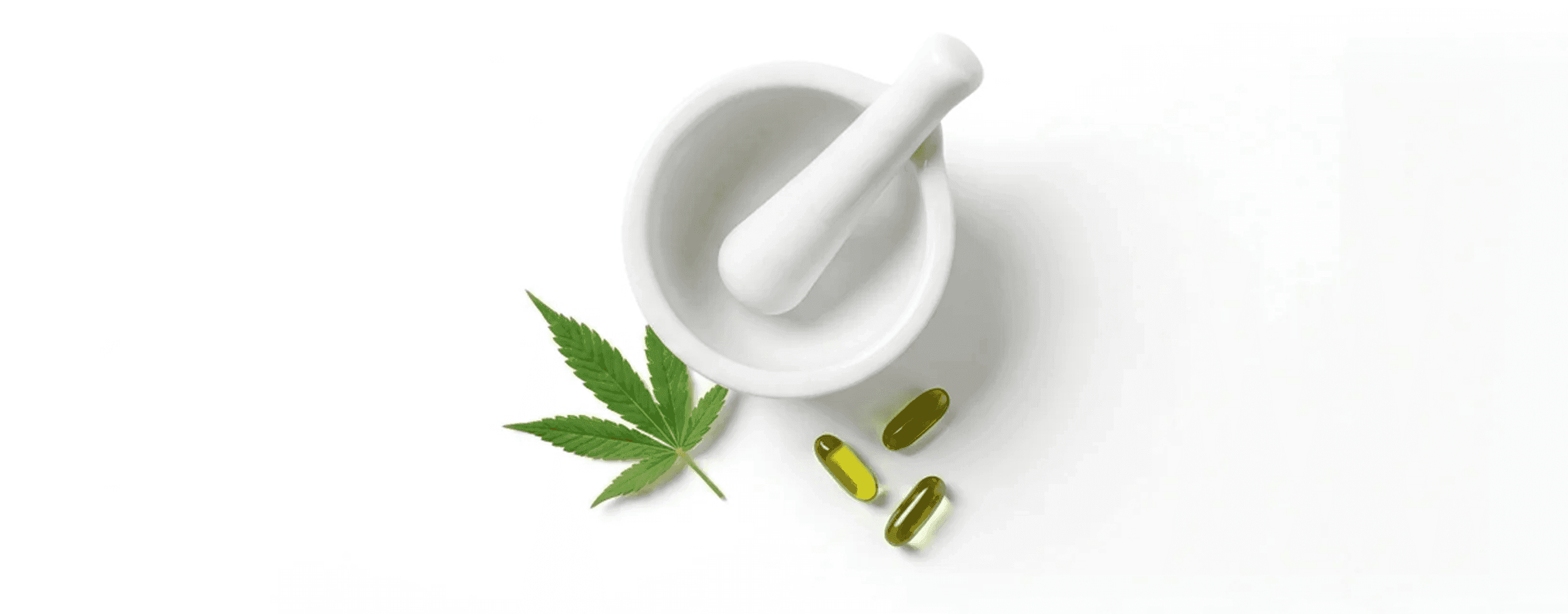 Mörser mit Cannabisblatt – Pharmazeutische Qualitätsprüfung im Labor